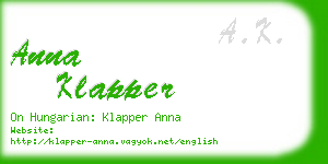 anna klapper business card